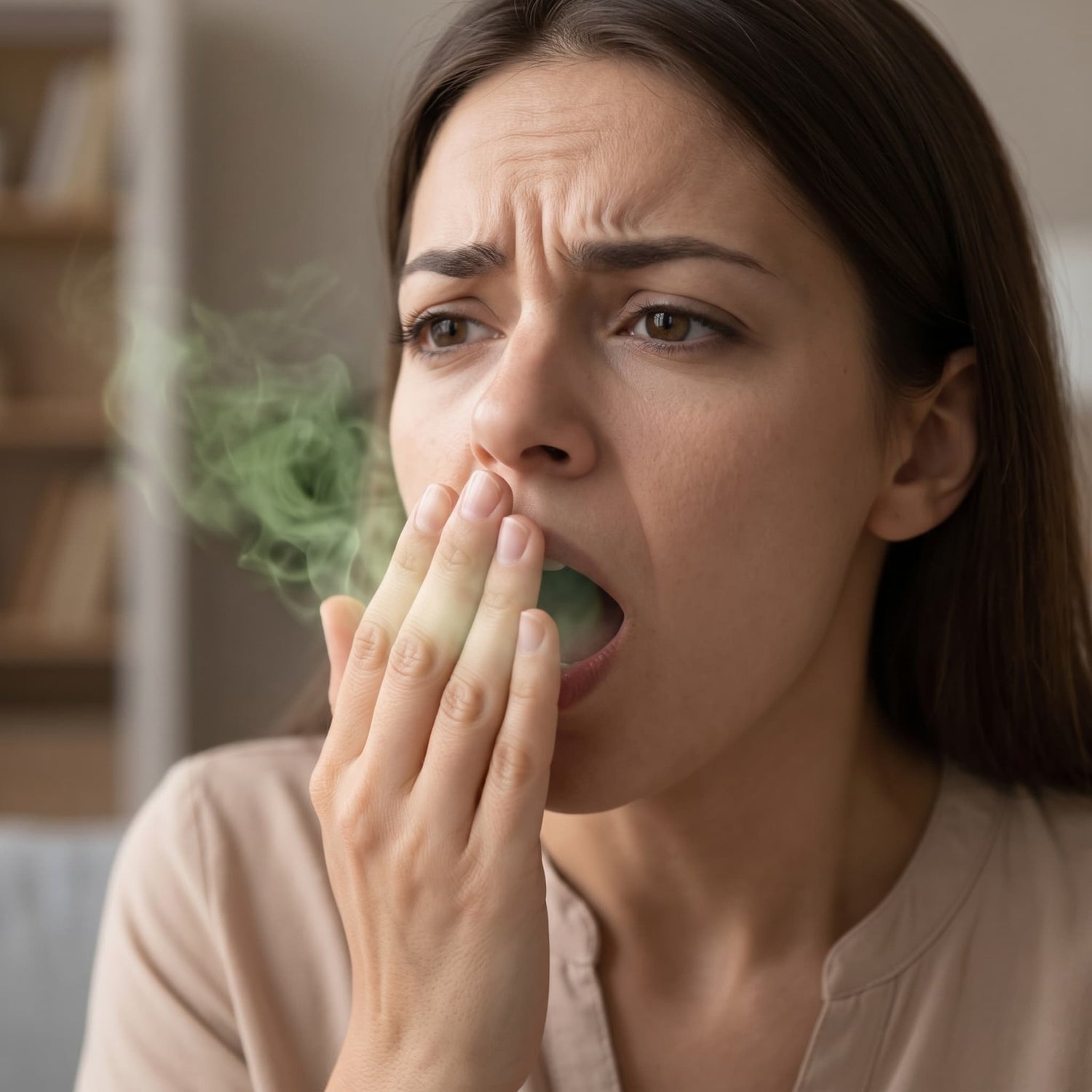Woman with bad breath